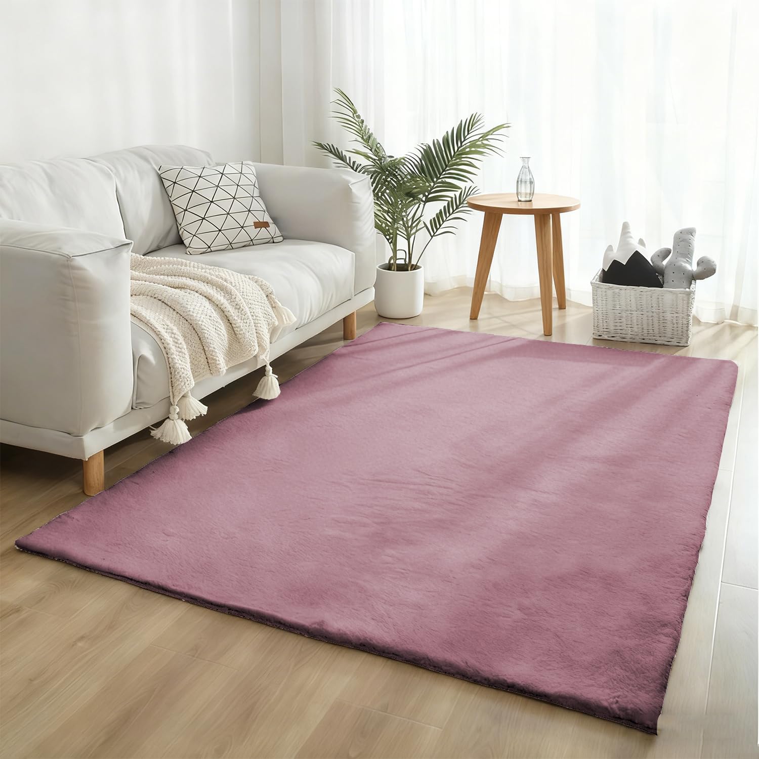 Tapis antidérapant vieux rose 220 x 230 cm pour sol sécurisé
