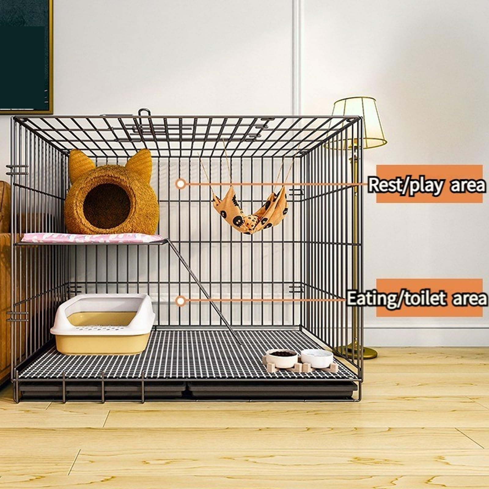 Gabbia per Gatti da Interno da Balcone Metallo Gabbia Gatti per Auto in Prodotti per Animali Domestici Pieghevoli in Metallo, per Esterno/Balcone (Nero, Bianco) (Color : White, Size : 58 * 41 * 50cm)