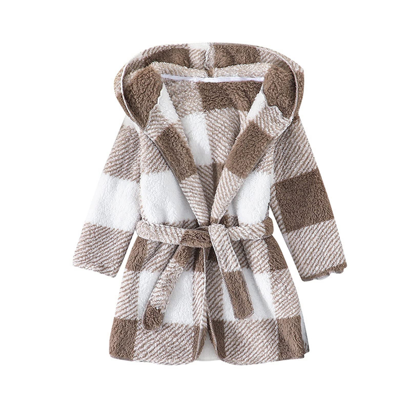 Vuncio Peignoir Enfant Fille Garçon Flanelle Noël - Robe Chambre Animal Doux à Capuche Court Unisexe