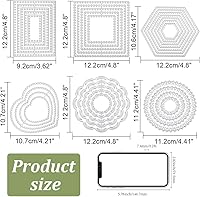 Vista 2 de INFUNLY 6 Estilos de Marco Troqueles de Metal Rectangulares Formas Troqueladas de Corazón Troqueles de Corte para Hacer Tarjetas Diferentes Formas