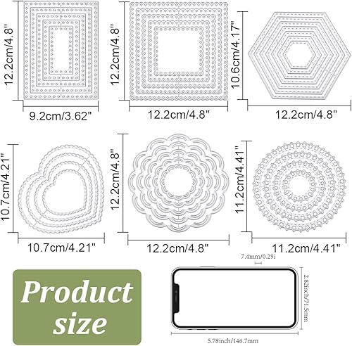 Miniatura 2 de INFUNLY 6 estilos de marco de metal troquelados rectángulos, formas troqueladas de corazón, troqueles para hacer tarjetas, diferentes formas,