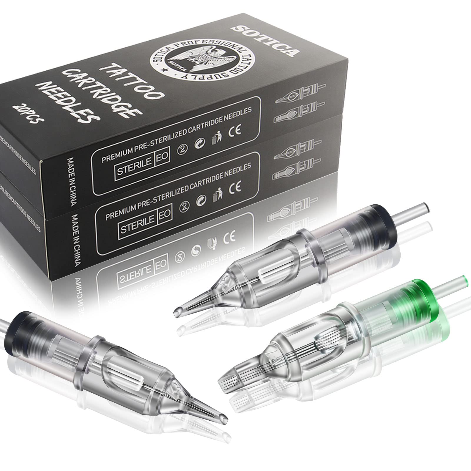 SOTICA Cartridge Needles, 100pcs Mixed Cartridge Needles Mixed Size 3RL 5RL 7RL 9RL 3RS 5RS 7RS 9RS 