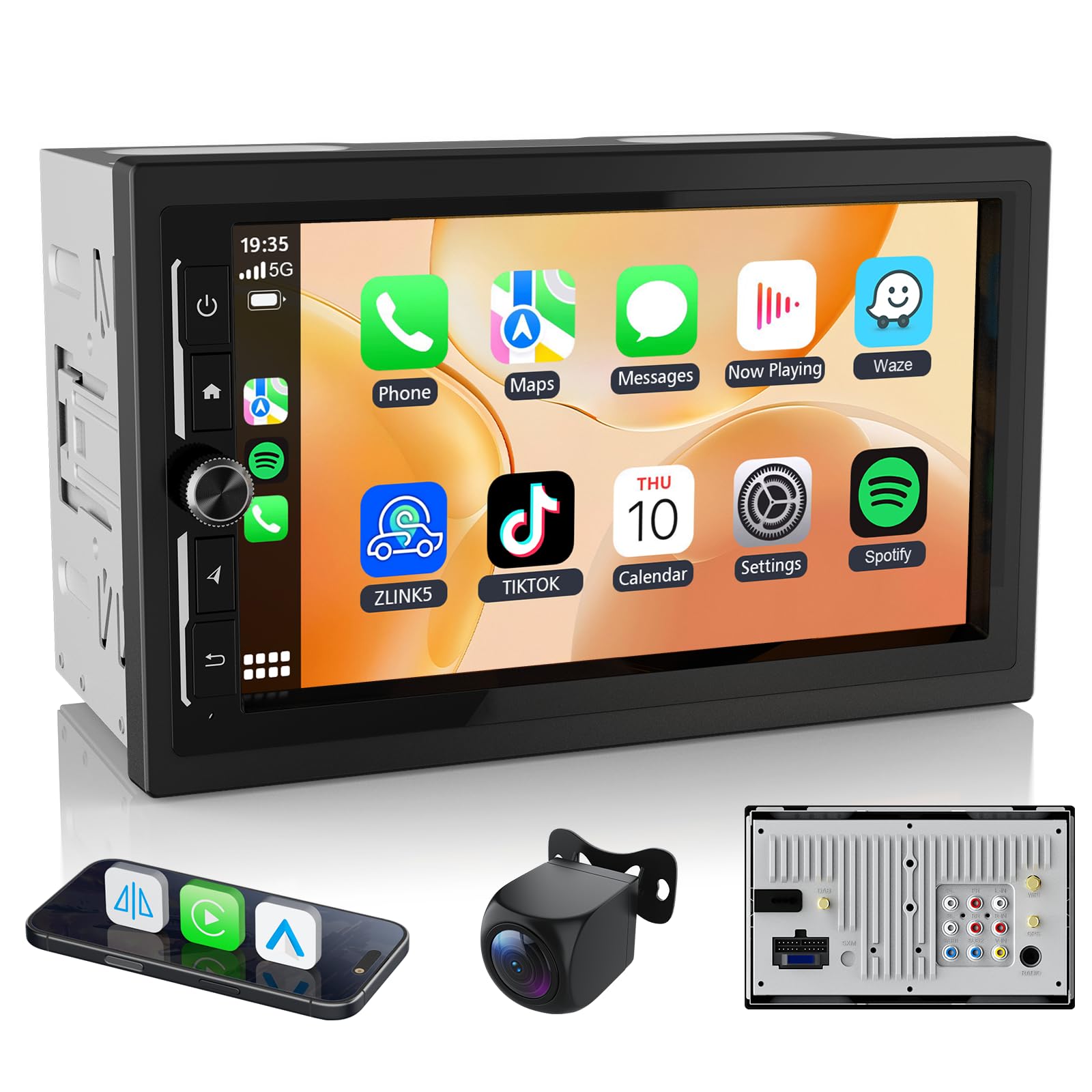 Haudio 2DIN DAB Autoradio mit Zertifiziertem Apple Carplay & Android Auto, 7 Zoll DSP Auto-Stereo IPS Bildschirm,CPU 2,0GHz, Sprachsteuerung, Mikrofon, Integriertes GPS&WLAN, Rückfahrkamera,FM/AM/RDS