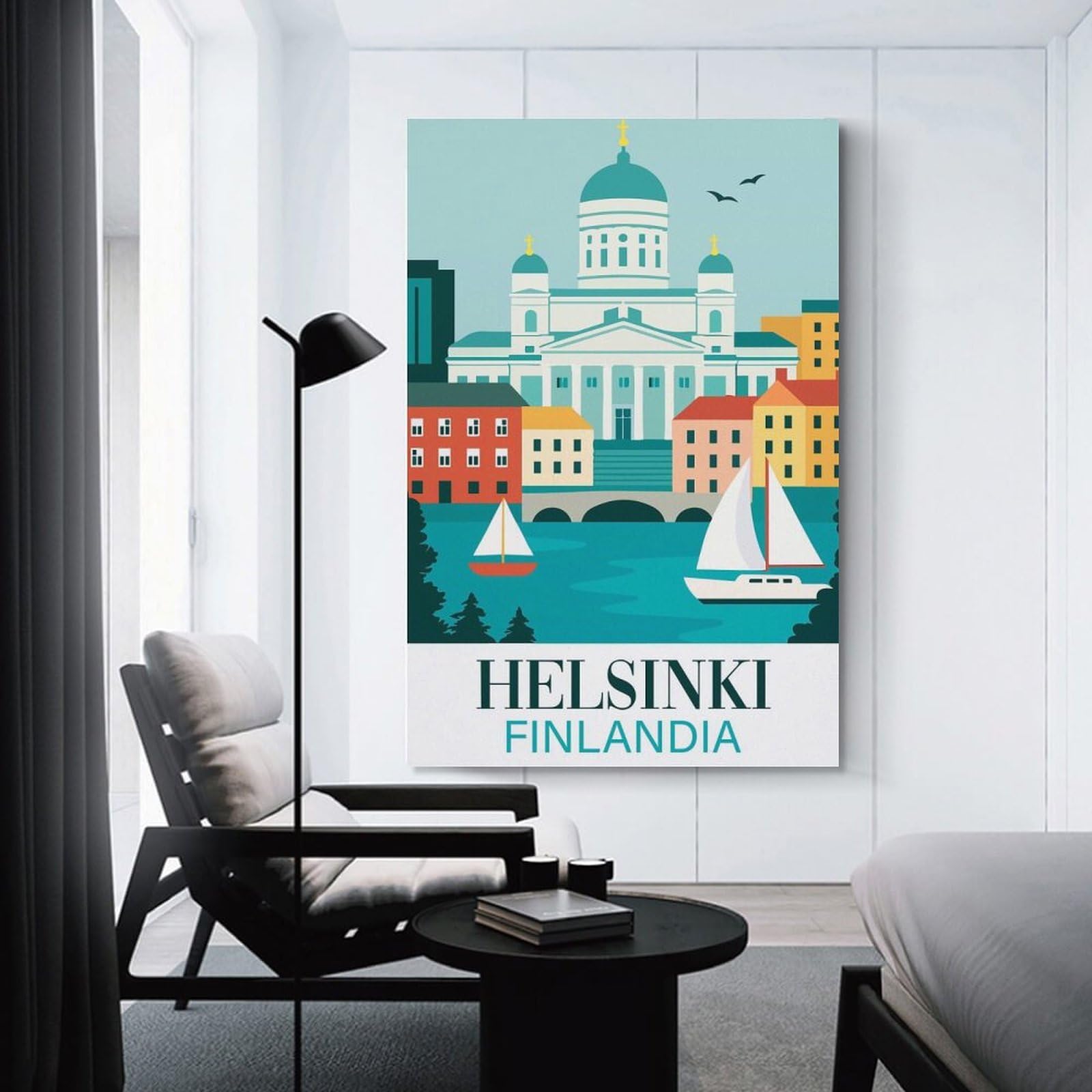 Junmoney Decorative Canvas Print Helsinki, Finland Travel, 24x36inch(60x90cm), for Entrance Walls, Hall Decor Or Foyers, A Stylish Accent for Home Entrances