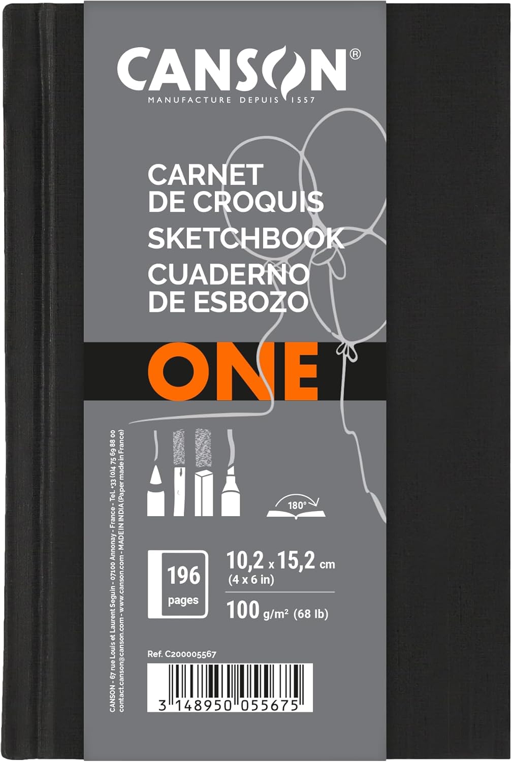 Canson ONE Art Book Paper Pad, Smudge Resistant Sketch Book Paper Pad, Hardbound, 67 Pound, 8.5 x 11 Inch, 98 Sheets