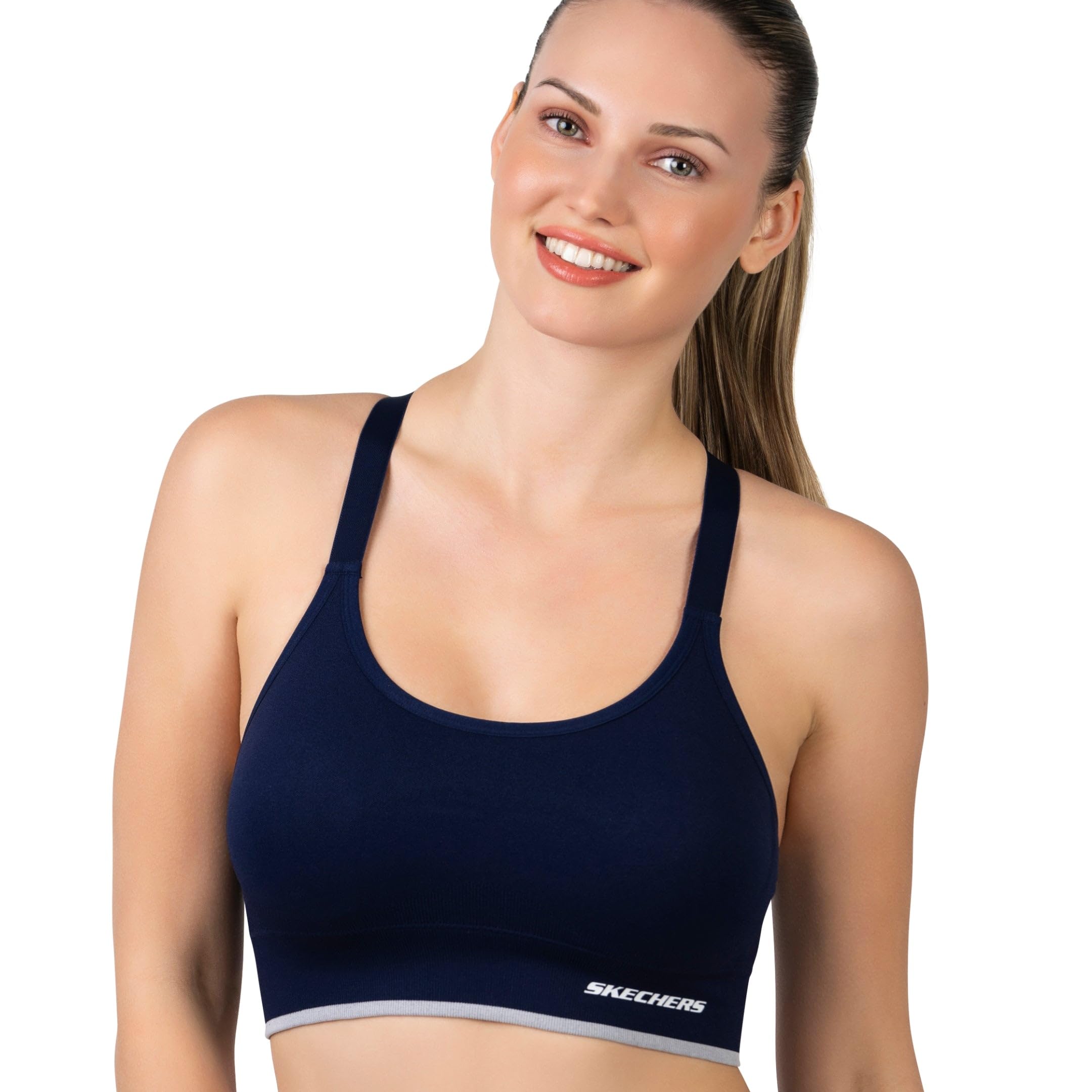 Skechers Sostén Deportivo para Mujer, Paquete de 3 Unidades, sostén Deportivo, Espalda Cruzada, Abertura de Cerradura, Paquete múltiple de Yoga atlético