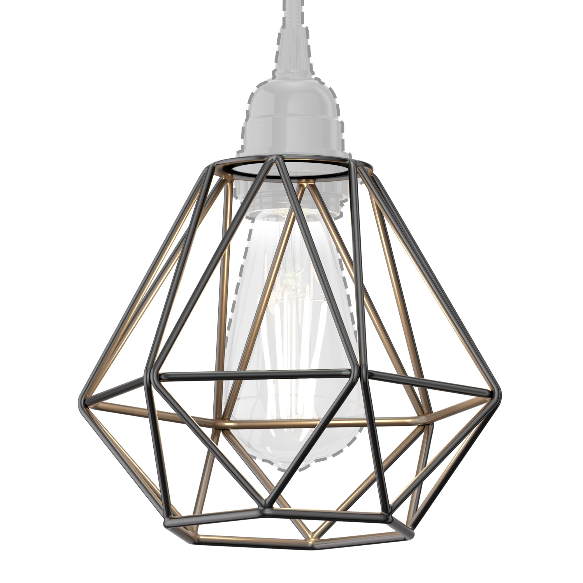 ledscom.de Abat-jour en forme de cage, 3 pièces, noir, E27 / E14, 160 mm de diamètre