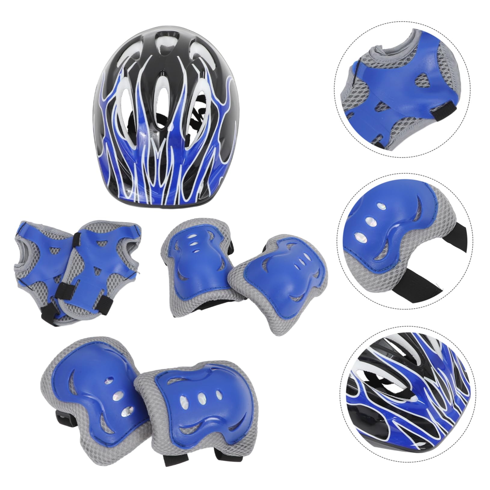Alipis 7 Pièces Casque de Protection Sécurisé pour Genouillères Coudières Protège Poignets Ensemble pour Skateboard Roller Vélo Confort Optimal Ajustable