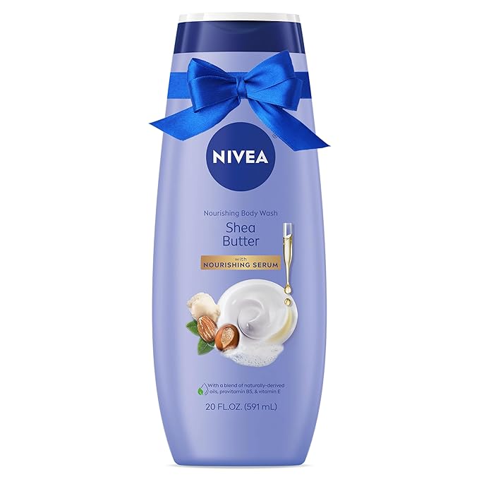 NIVEA Nourishing Shea Butter Body Wash with Nourishing Serum, Moisturizing Body Wash for Women, Enriched Provitamin B5 and Vitamin E, 20 Fl Oz Bottle