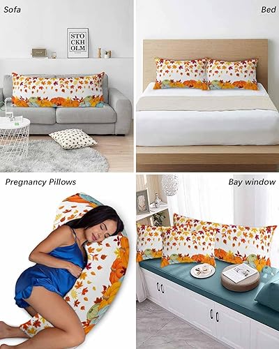 Miniatura 6 de Fundas de almohada naranjas de Acción de Gracias, tamaño Queen, 2 paquetes de fundas de almohada suaves para sofá, sofá, cojín lumbar de cuerpo