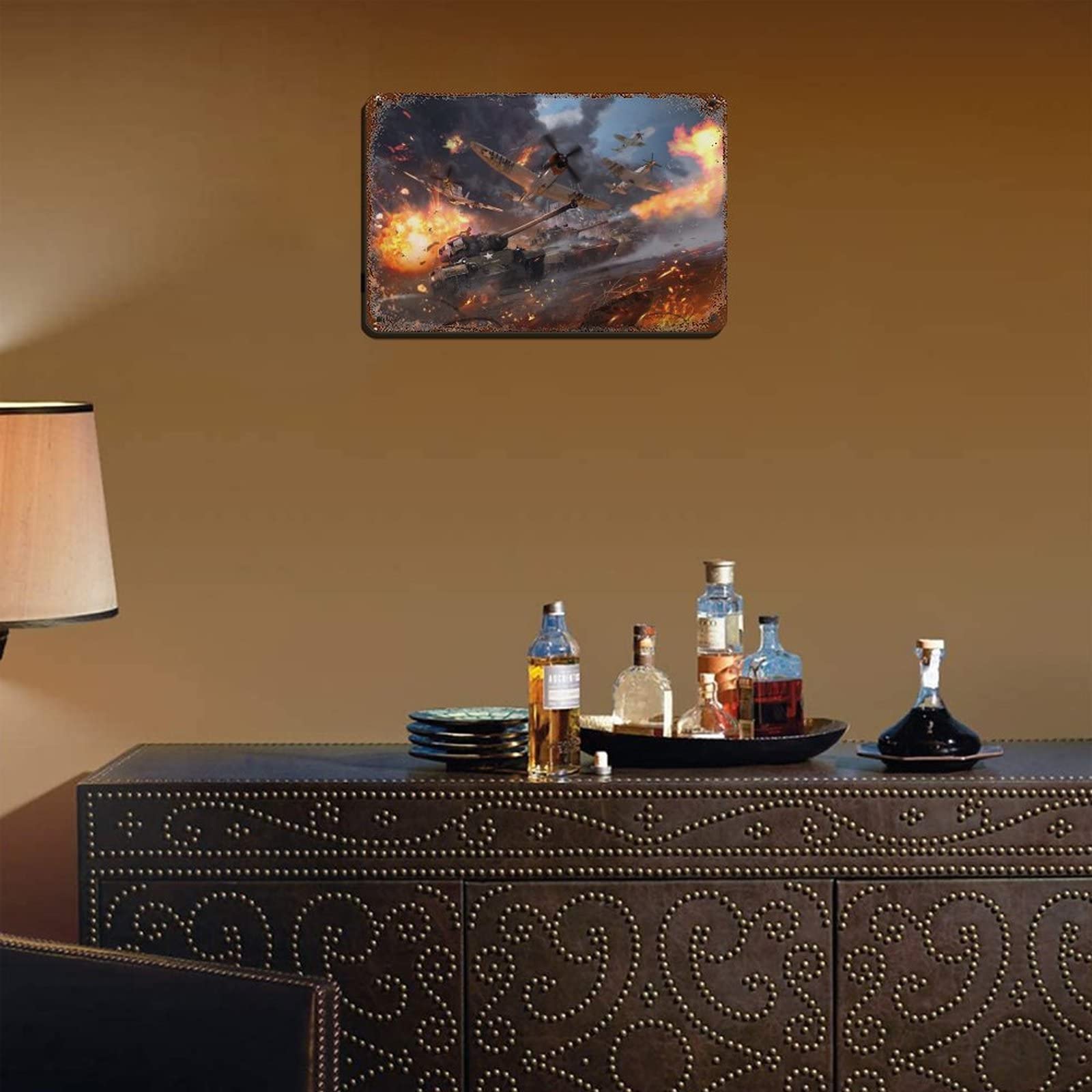 Cartello Metallico Retro War Thunder 20x30 Cm - Poster Lamiera Gioco Video Per Arredo Bar, Garage, Cameretta - Decorazione Da Parete Vintage Con Scritta In Inglese
