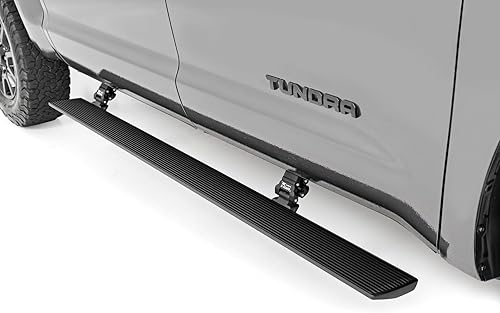 Miniatura 3 de Rough Country Estribos eléctricos con luces LED para Toyota Tundra, doble cabina (2007-2021) - Tablero eléctrico i-Force Powerstep de doble motor y