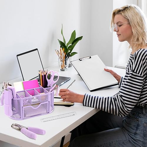 Miniatura 9 de Juego de organizadores de escritorio y accesorios de escritorio 17 en 1, 3 organizadores de almacenamiento de suministros de escritorio de oficina,