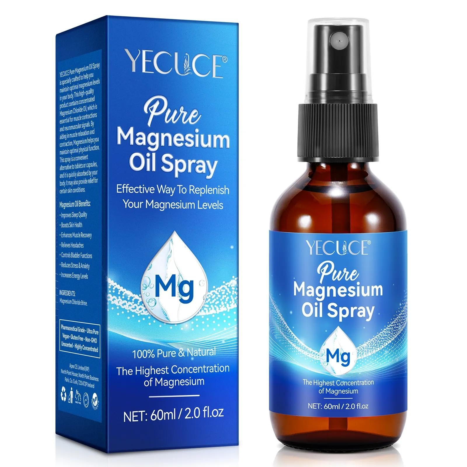 NIKITA.VIVI Magnesium Body Oil Spray 60ML, Pure & Natural Magnesium Oil Spray, Skin Hydration & Relaxation, Topical Magnesiums Oils Sprays for Feet Magnesiums Sprays