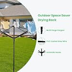 Outdoor Umbrella Drying Rack, 4-Aluminum Arms Folding Rotary Dryer with 12 Lines 165 ft Drying Space Adjustable Height Clothesline w/Waterproof Cover & Ground Spike for Garden Backyard(Black)