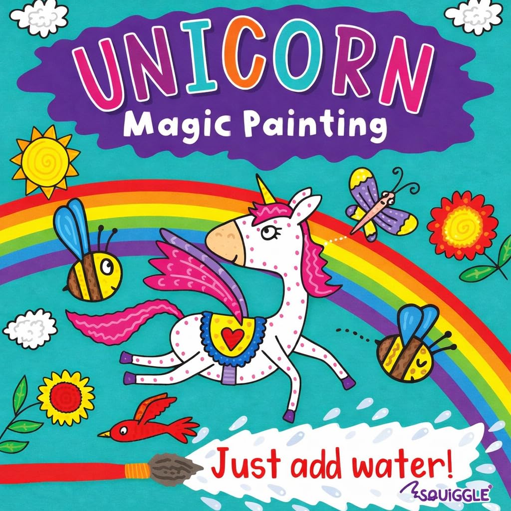 Sixstore Magic Painting Book | Children's No Mess Colouring - Just Add Water, Unicorn