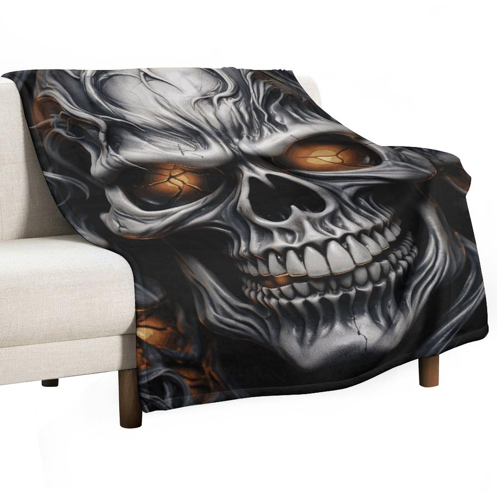 Couverture flanelle épaisse tête de mort jeté de lit douceur premium et design