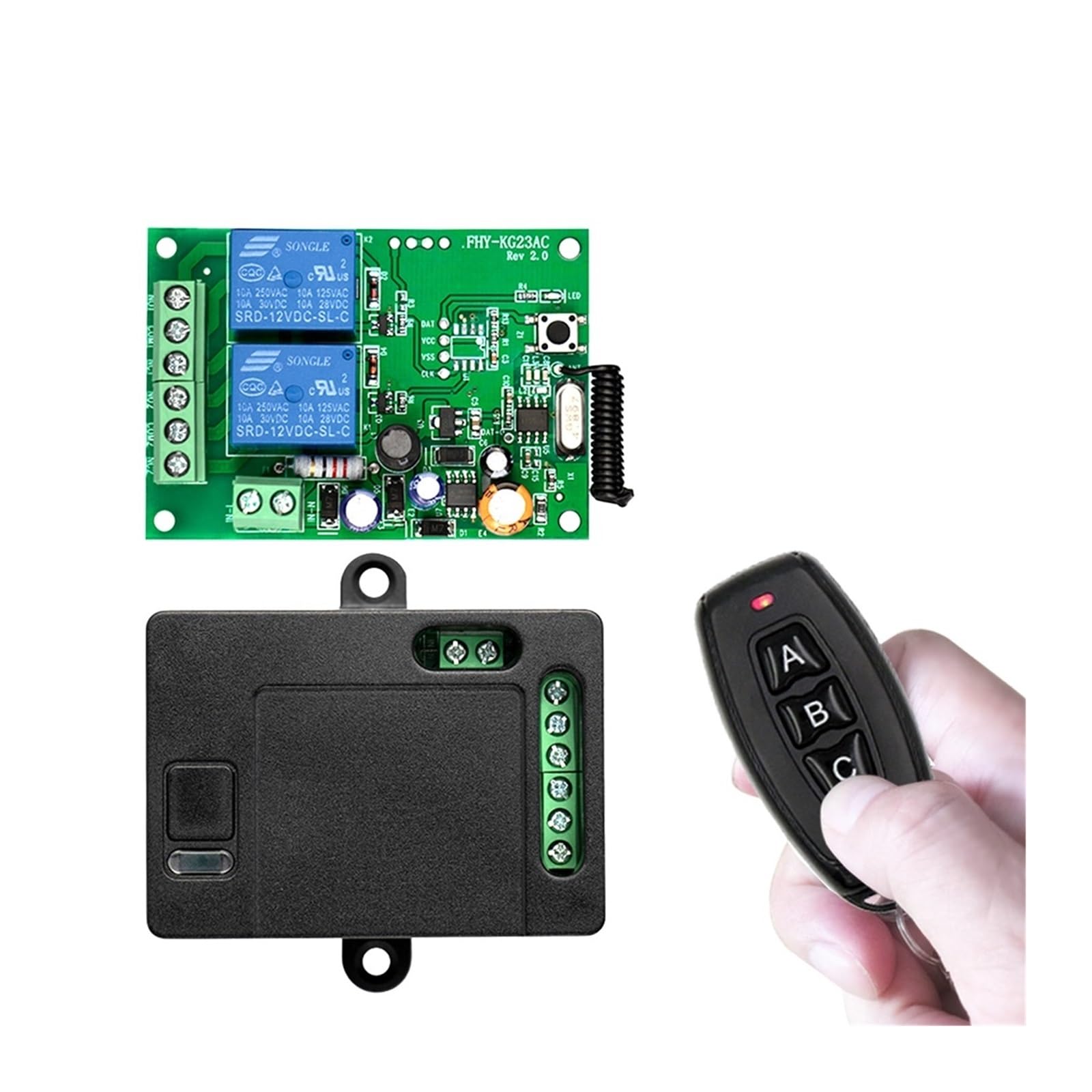 Apriporta del garage, Telecomando senza fili 433Mhz AC220V 2CH Ricevitore e trasmettitore relè universale Rf for il controllo del motore della porta del garage e del cancello Adatto a cancelli versati