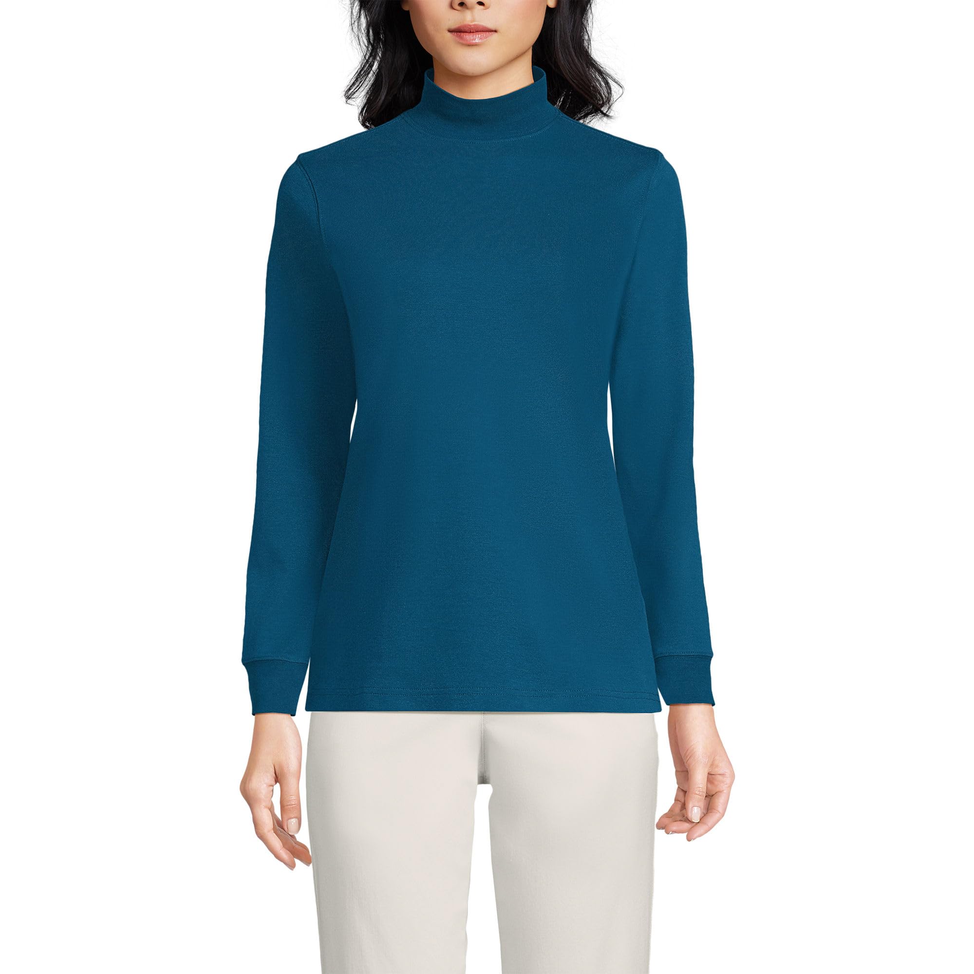 Lands' End Women's Cotton Mock Turtleneck