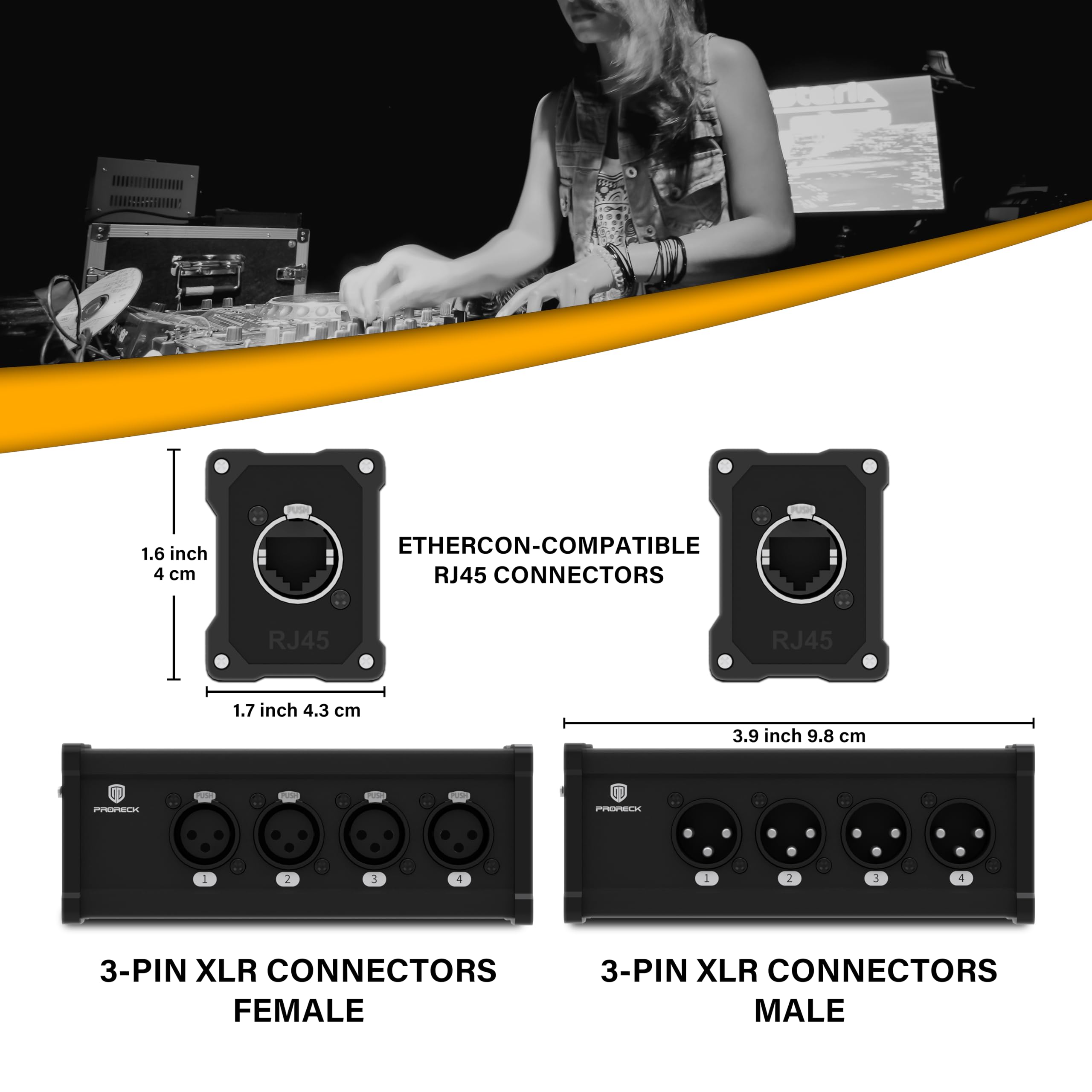 Amazon.com: PRORECK 4-Channel XLR to Ethercon RJ45 Cat6 3-Pin DMX