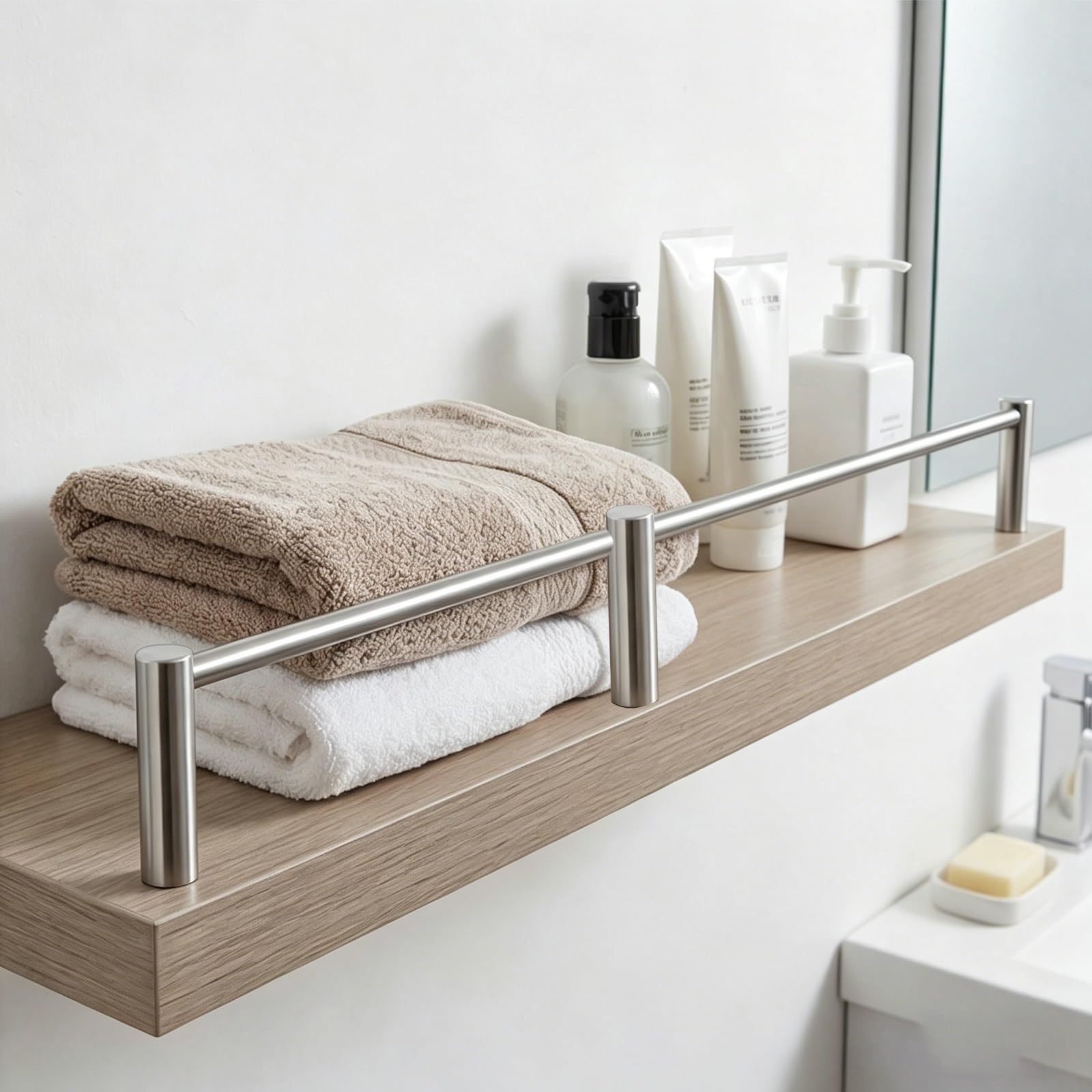 Zaqycm H 1 3/5 In(4Cm) Edge Protector Guard Rail For Cabinet/Open Shelves, Retail Display Shelf Tipping Bar Decorative Guardrail Set With Screws, Long 60 48 40 36 30 28 24 20 16 12 8 Inch(,Long 46In/117Cm)