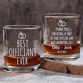 Best Officiant Ever Whiskey Glass Funny Wedding Proposal Gift from Bride and Groom Thank You Present Will You Marry Us Wording Whiskey Glass for Men Women Engagement Registry Keepsake