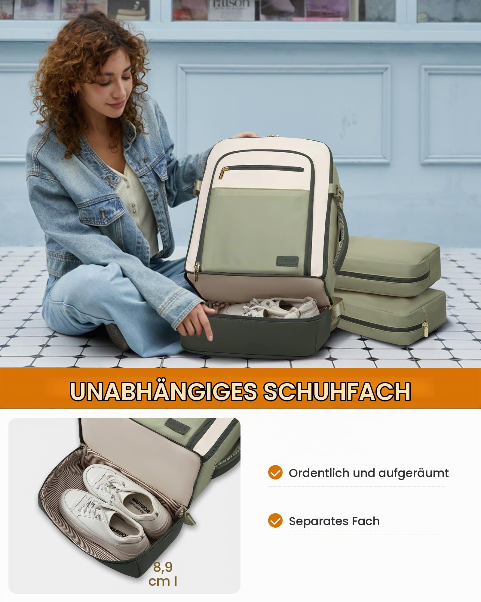 LOVEVOOK Handgepäck Reiserucksack mit separatem Schuhfach, 50L Rucksack Damen Groß mit Nass- und Trockenfach, Travel Backpack Kofferrucksack Carry On Luggage für Trip Reise