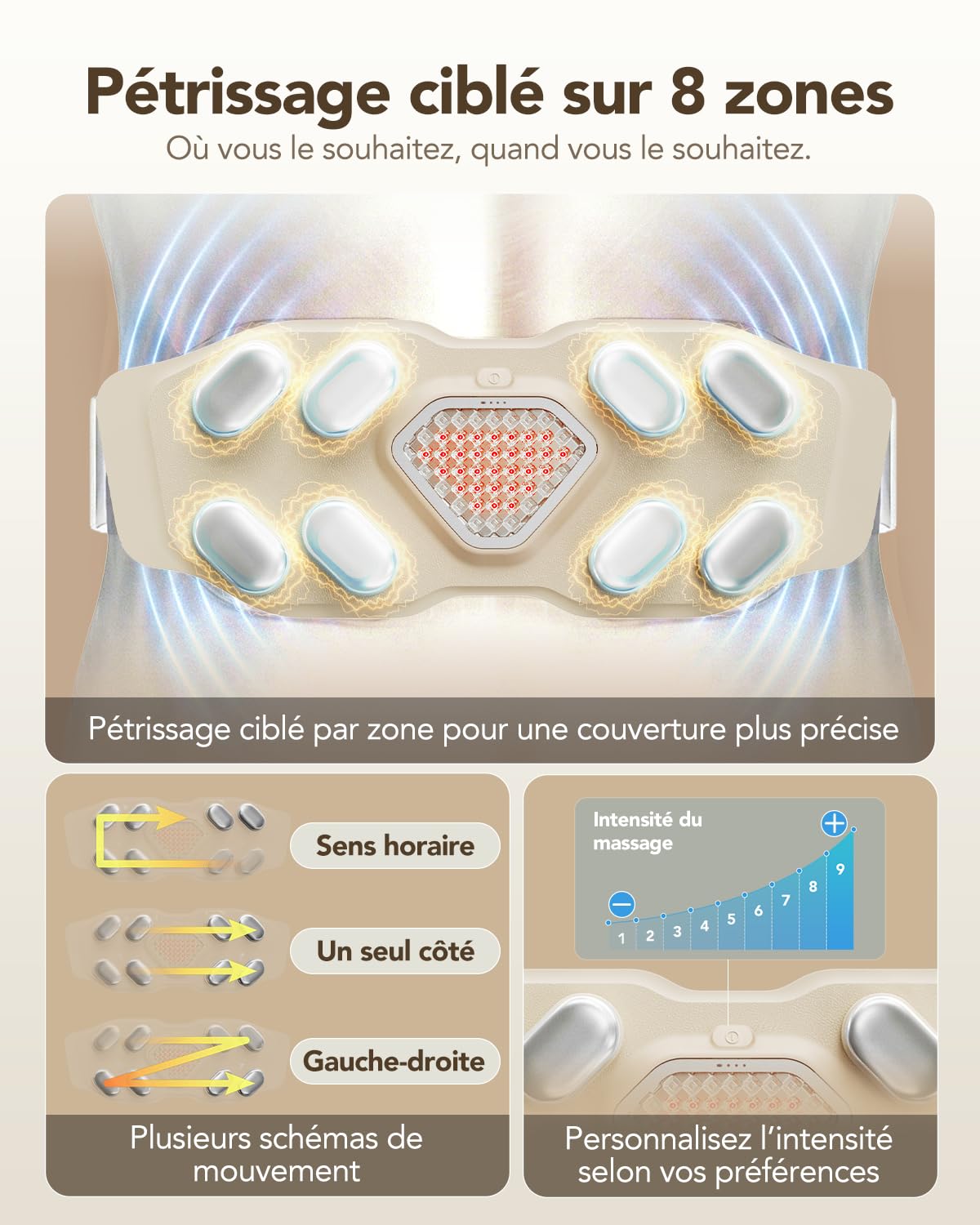 SKG Masseur du bas du dos pour soulager la douleur, coussin chauffant réglable sans fil, masseur infrarouge vibrant pour le dos,ceinture lombaire, cadeaux pour papa,femme,convient aux tailles 23-45