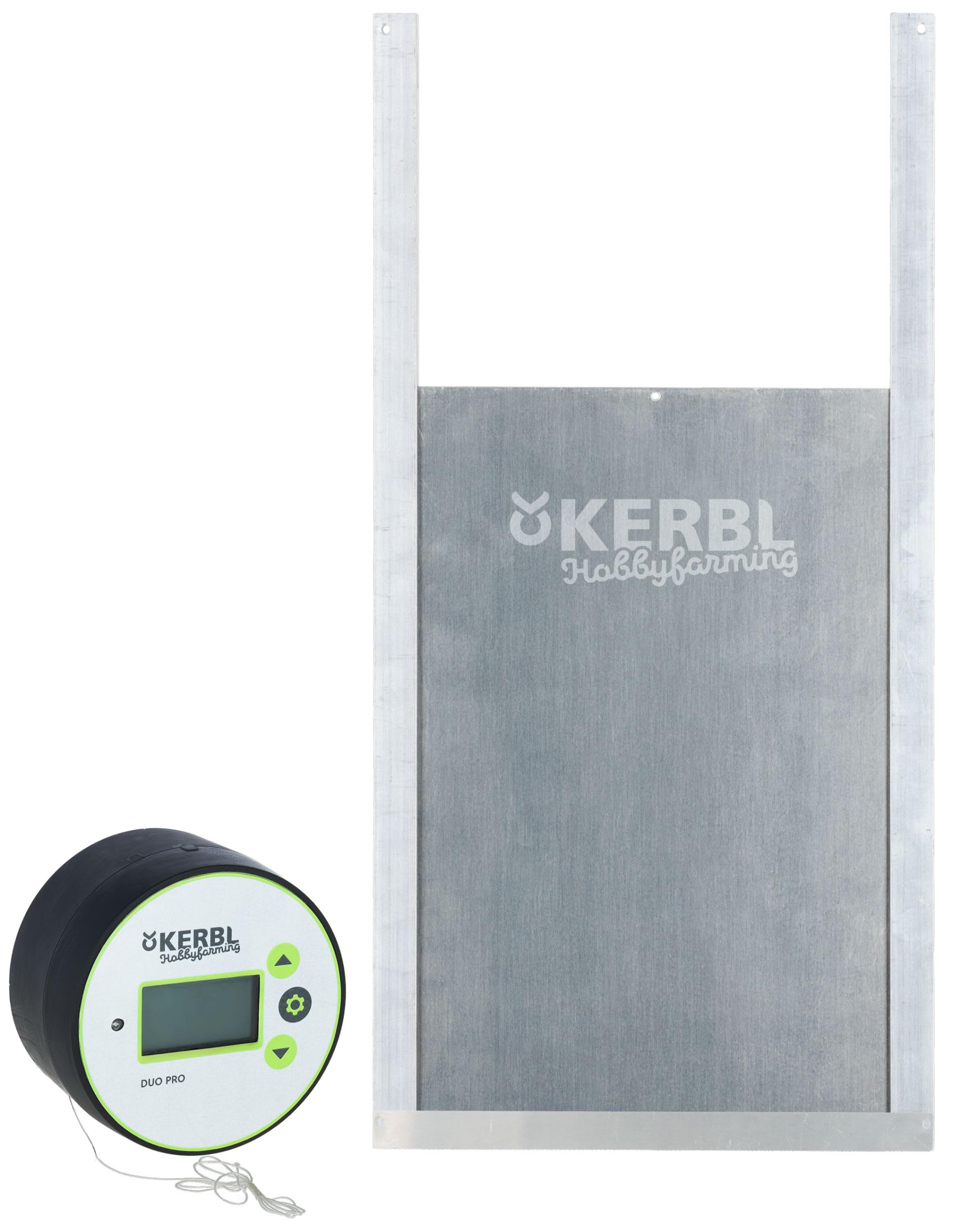 Kerbl Hobbyfarming Steuerung Duo Pro inkl. Schiebetür 70570, Hühnerklappe, Aluminium, 300x400mm, Licht- und Zeitsteuerung, Netz- und Batteriebetrieb