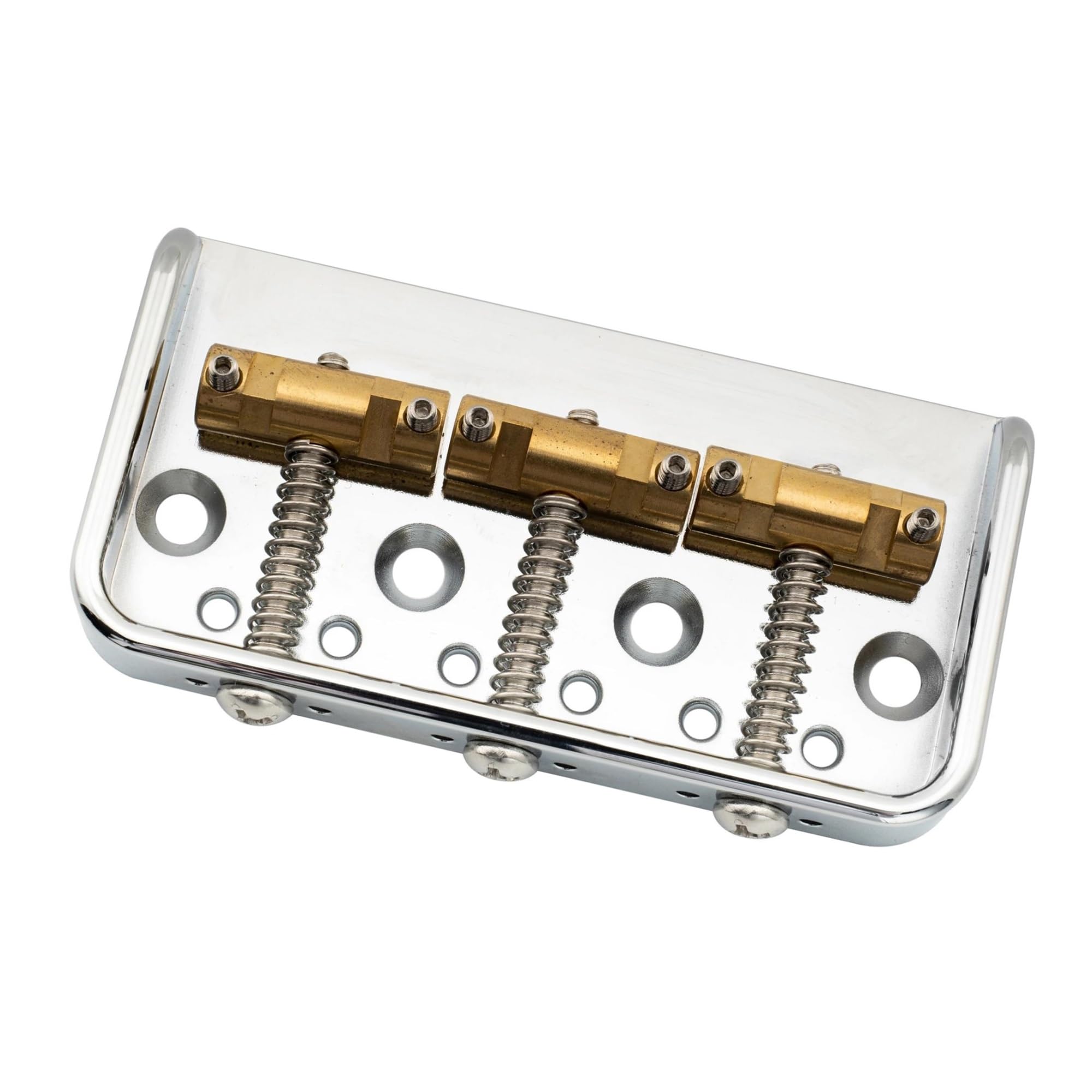 Standardowy mostek gitarowy Krótka Płyta Podstawowa Z Litego Aluminium O Średnicy 54 Mm Z Mosiężnym Mostkiem Z Trzema Siodłami(Chrome)