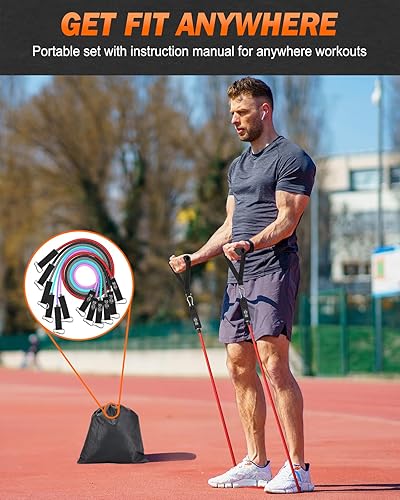 Miniatura 5 de Zacro Resistance Bands for Working Out, 270 LBS Heavy Exercise Bands with Handles for Heavy Resistance Training, Home Gym Workout, MenWomen