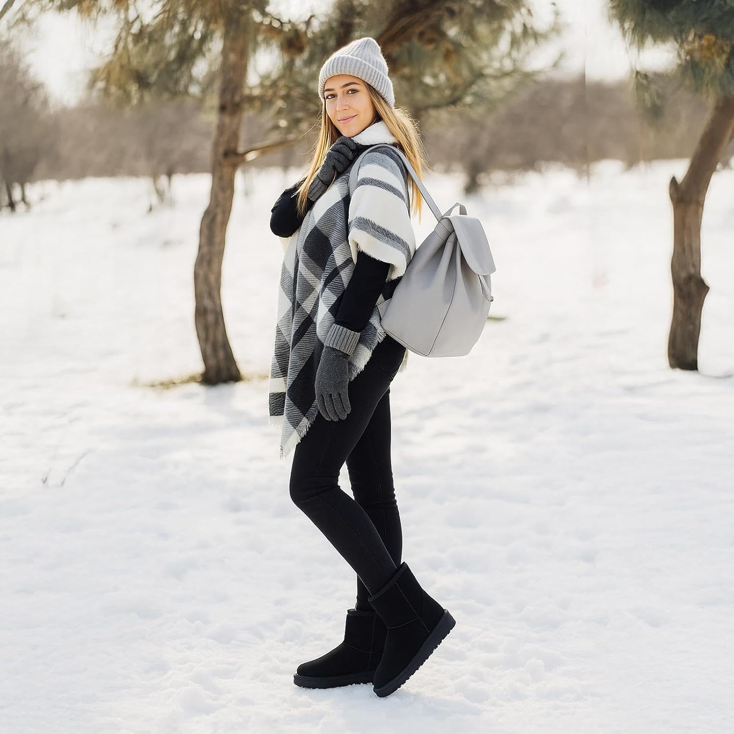 Mishansha Womens Suede Boots Platform Mini Snow Boots Warm Ankle Booties Winter Fur lined short boots - Image 2