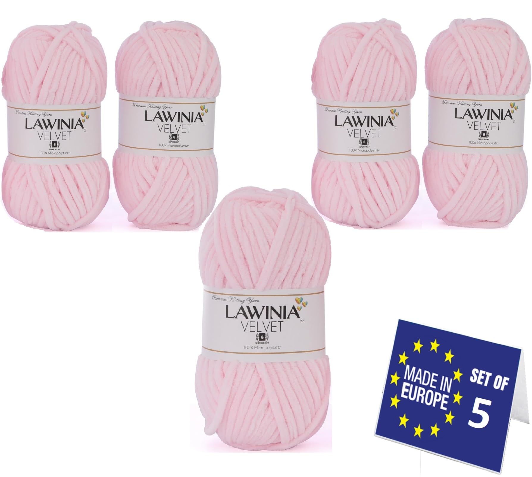LAWINIA Premium Soft Chenille Yarn Chunky for Knitting Thick Velvet Yarn, Does NOT SHED, Plush Crochet Chunky Wool