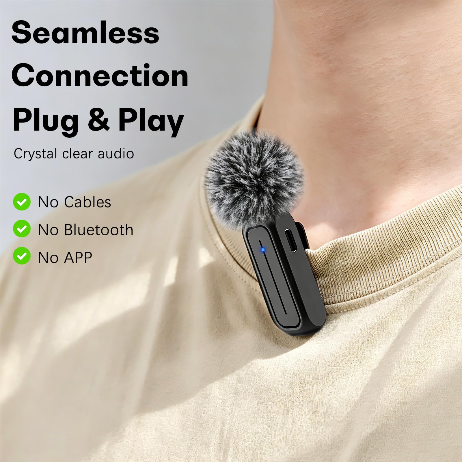 MAYBESTA Mini microphone sans fil pour iPhone et téléphone Android – Microphones Bluetooth avec étui de chargement pour enregistrement vidéo – 2 micros créateurs de contenu à clipser pour Tiktok
