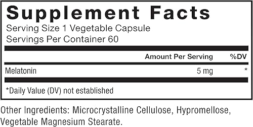 Miniatura 6 de FORCE FACTOR Melatonina 5 mg, suplemento sin medicamentos, vegano, sin OMG, 60 cápsulas vegetales