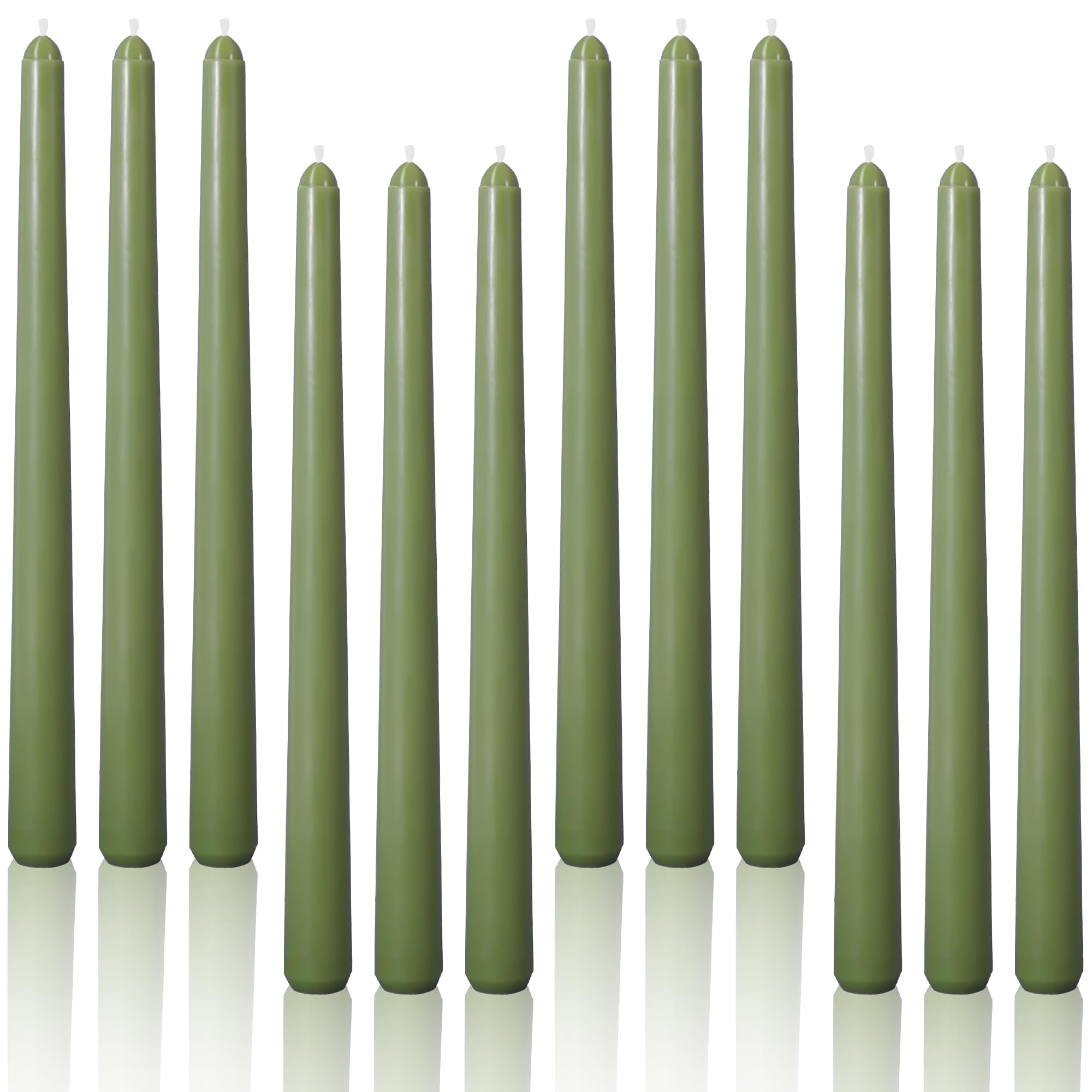 Photo 1 of Viyffo Taper Candles, 10 Inch, 12 Pack, Olive Glow – Unscented, Dripless & Smokeless Design, Up to 8 Hour Burn – Long Tall Taper Candlesticks for Wedding, Dinner & Home Decor