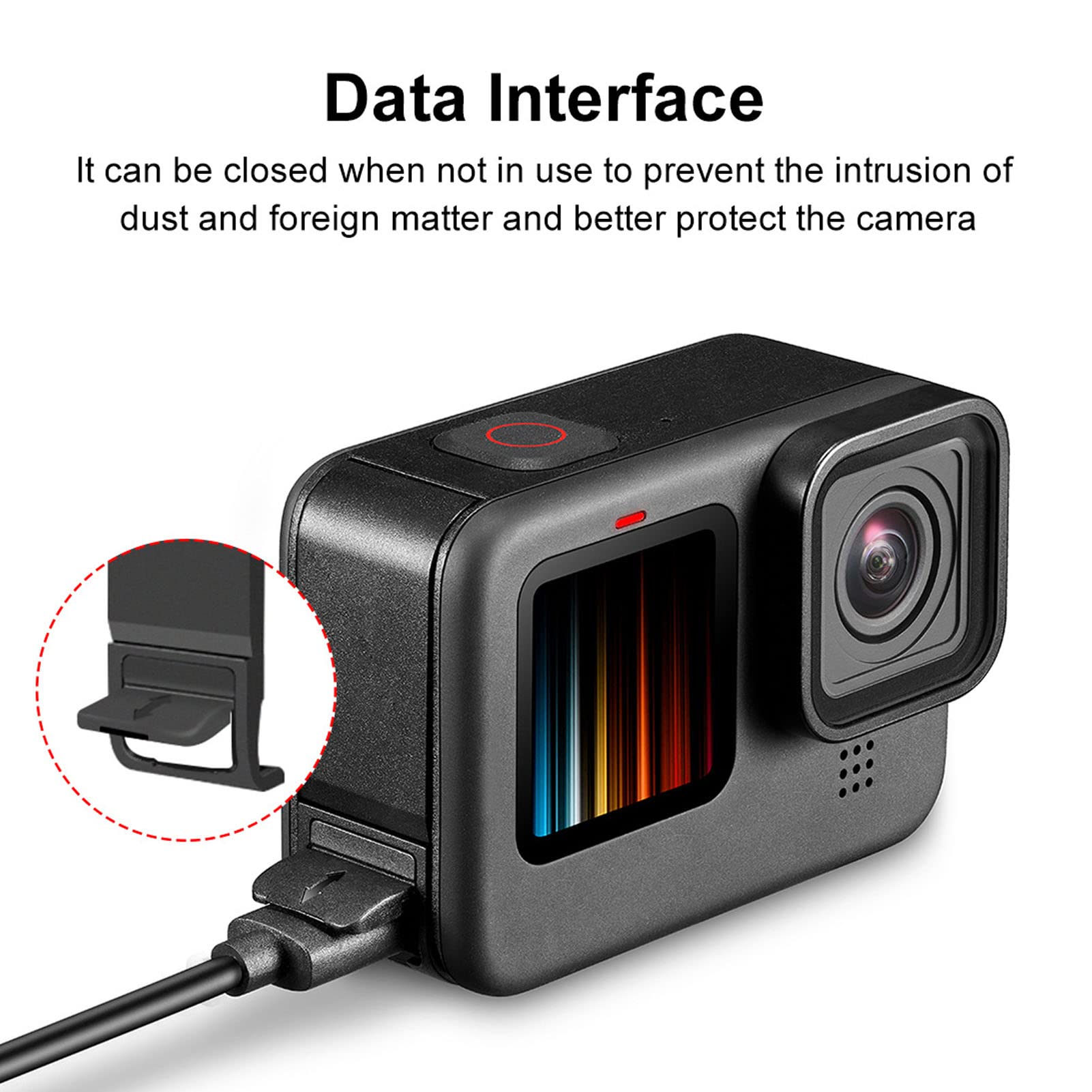 Zunate Coperchio Laterale per Videocamera 10 9 Black, Sportello di Ricambio con Cuscinetto in Gomma, Coperchio Batteria Rimovibile con Porta di Tipo C