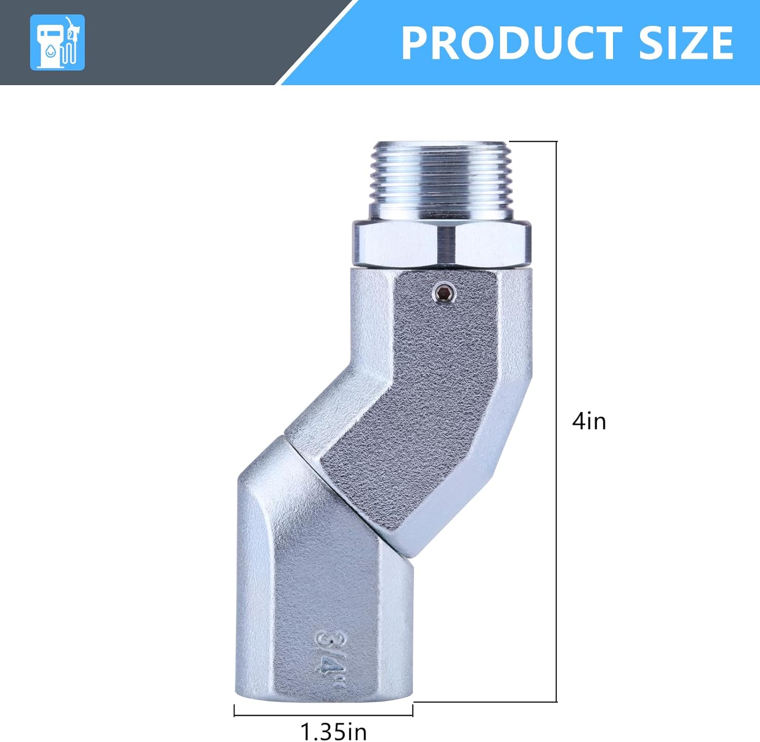 3/4" Fuel Hose Swivel Kit, Heavy-Duty 360° Leak-Proof Zinc Alloy Fuel Hose Adapter, Fuel Swivel Connector for 3/4" NPT Fittings, Ideal for Gasoline Transfer and Diesel Tanks