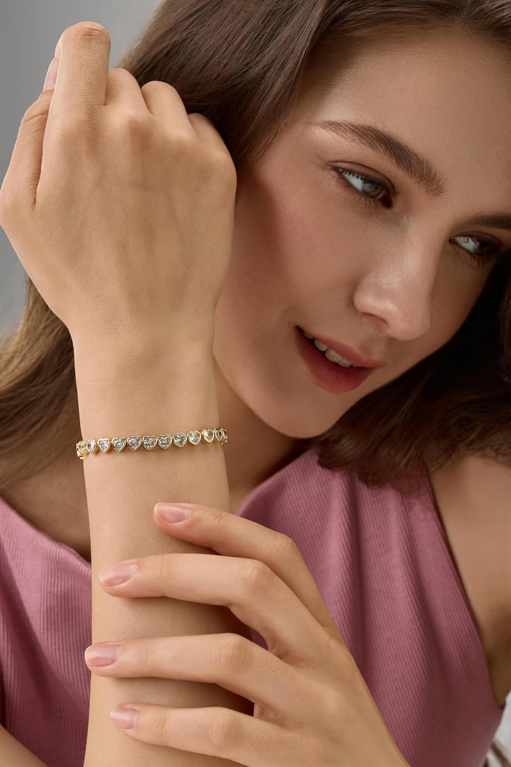 14k Gold Filled Tennis Bracelet, 4mm 5mm Classic Heart Tennis Bracelet, Gold Bracelets For Women Jewelry Gift for Women Christmas Valentines Mothers Day - Image 5