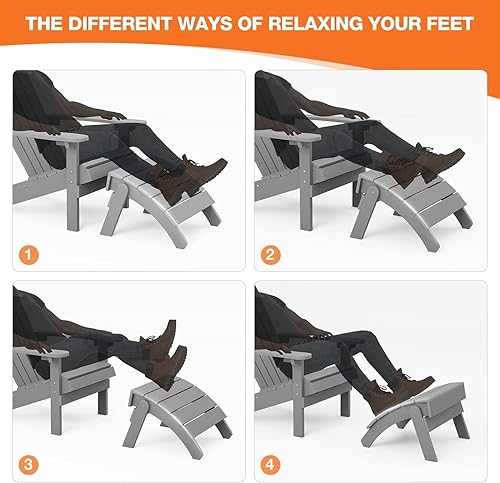 Miniatura 7 de YEFU Adirondack - Otomana para patio, reposapiés Adirondack, reposapiés plegable, resistente a la intemperie para silla Adirondack, ampliamente