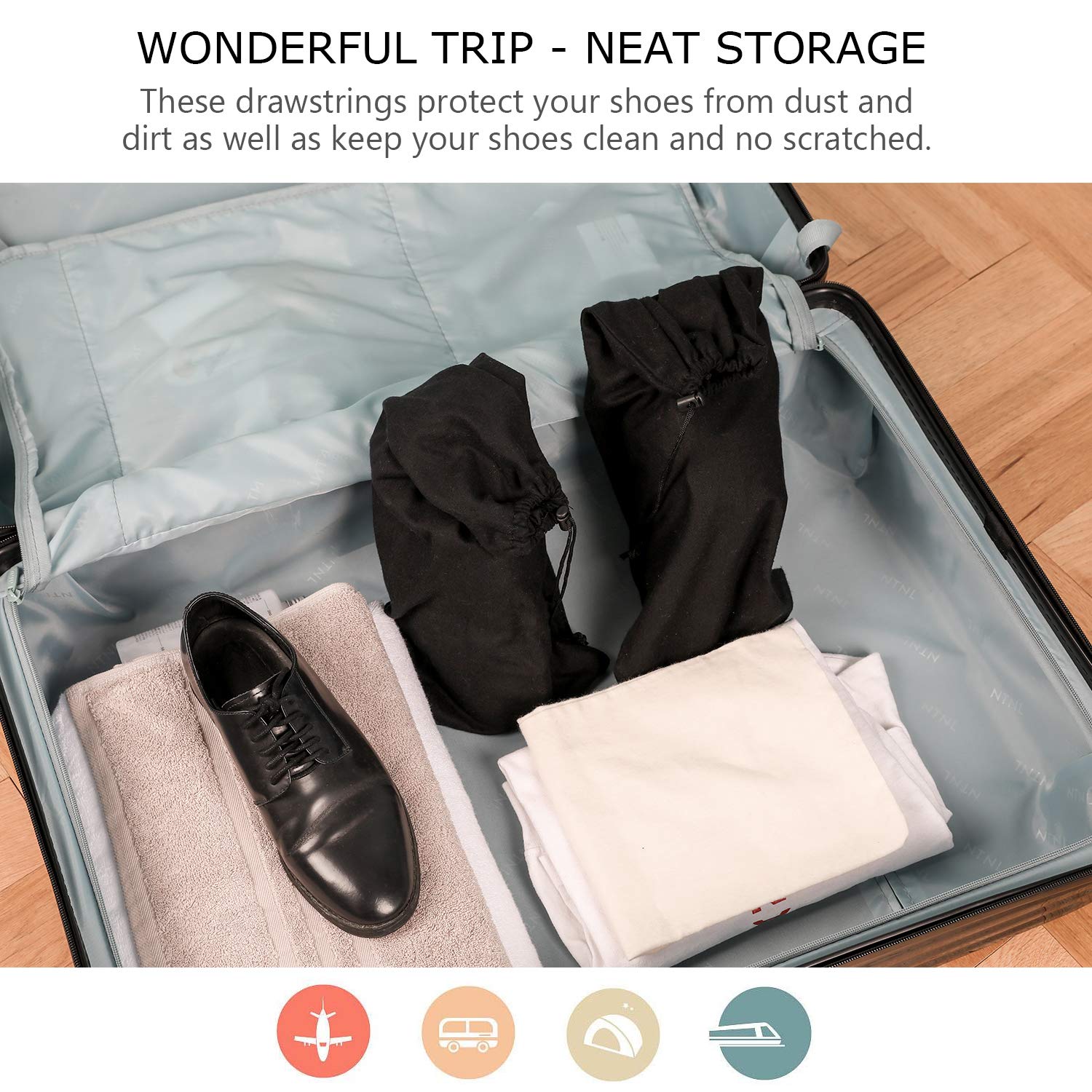 Borsa per Scarpe 100% Cotone Antipolvere Sacchetti per Calzature da Viaggio con Coulisse da Uomo e da Donna Sacchetto per Scarpe