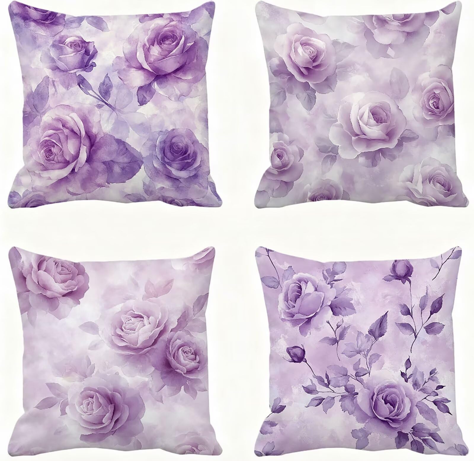 PúRpura Funda Cojin 60x60 Flor Funda Almohada 60x60 Cojines Sofa Súper Suave Fundas Cojines Decorativos Fundas Almohadas 4 Piezas Almohada Cervicales y Cuello, para Hogar Cama Salon Decoracion E - 913