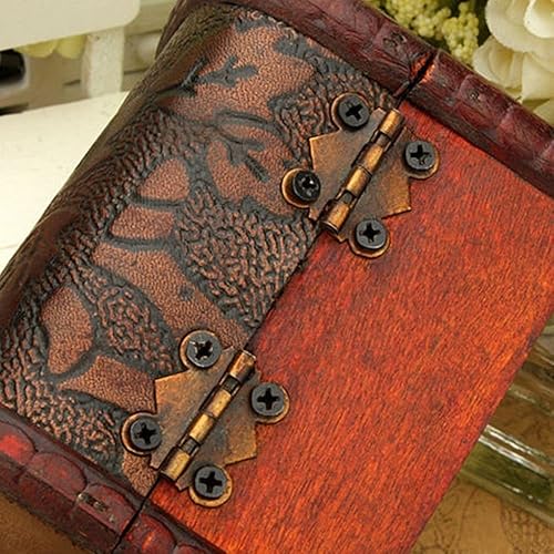 Miniatura 6 de tallahassee Caja de joyería con patrón de flores en relieve de madera antigua, organizador de almacenamiento, cajas decorativas de regalo (estilo 1)