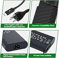Vista 5 de Cargador de laptop USB C de 130W compatible con computadora Dell XPS 15 17 9575 9500 9510 9520 9530 9700 9710 9720 9730, Precision 5470 5480 5550