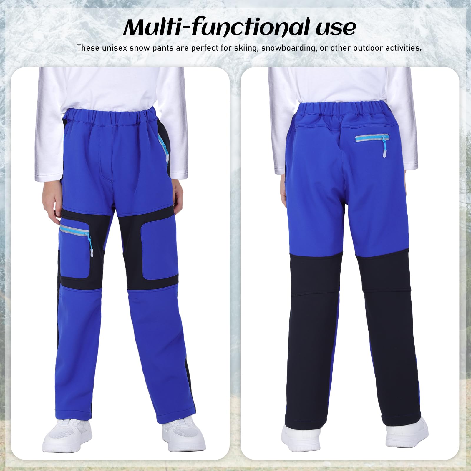 SUKUTU Pantalones Softshell para Exteriores para niños Pantalones de Senderismo para otoño e Invierno Niños y niñas para Senderismo en la Nieve cálidos y con Forro Polar