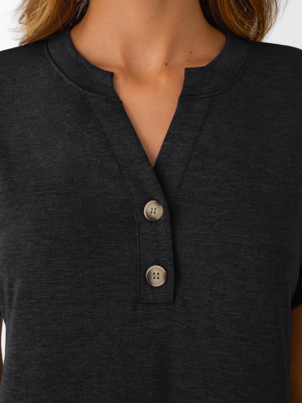 AUTOMET Women's Short Sleeve Shirts Henley Dressy Casual Summer Tops 2026 Spring Fashion Trendy Cute T-Shirts Black Small - 4