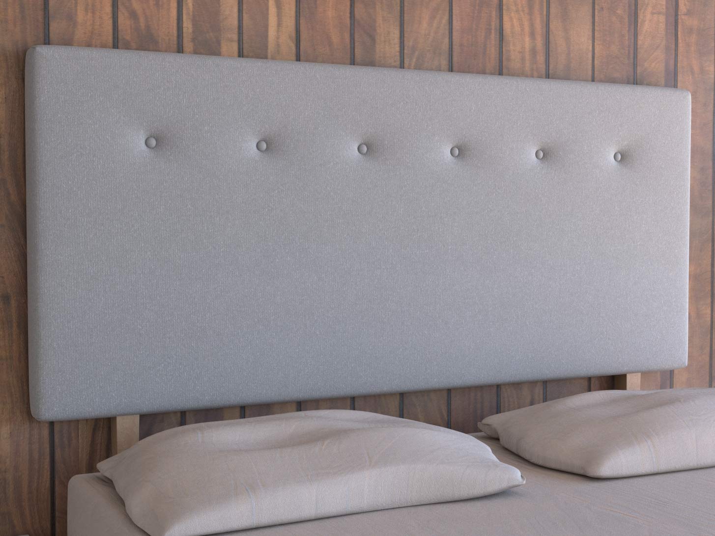 LA WEB DEL COLCHON Cabecero tapizado Macedonia Big para Cama de 135 (145 x 115 cms) Gris Claro Textil Suave | Cama Juvenil | Cama Matrimonio | Cabezal Cama