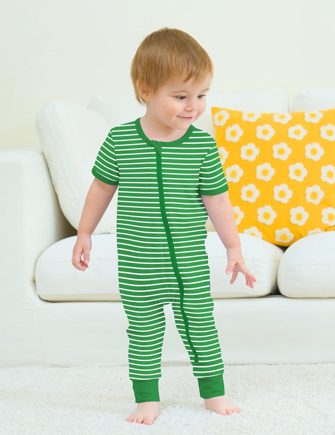 Jimonda Baby Romper 2 Pack Footless Pajamas Short Sleeve Sleepers Baby Boys Girls 2 Way Zipper Pjs Sleep and Play Clothes - Image 3