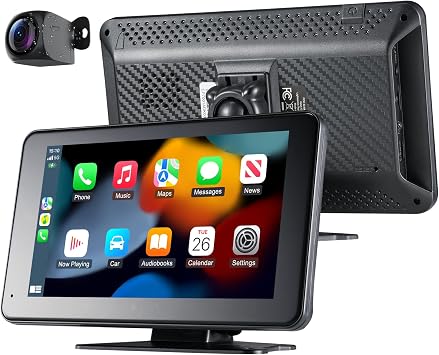 Wireless CarPlay & Android Auto Screen for Car - 7" Portable Car Stereo with 1080P Backup Camera, GPS Navigation, Voice Control, Bluetooth, FM, AUX - Universal Plug & Play Head Unit for Older Vehicles