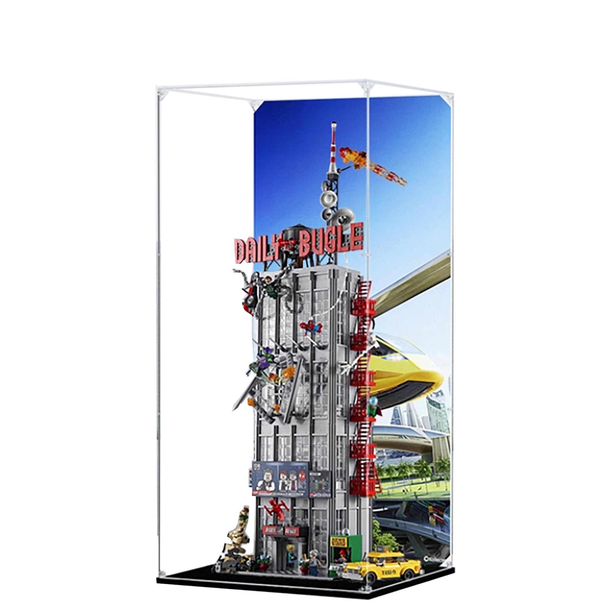 Acrylic Display Case for Lego 76178 Daily Bugle Building Model, 3mm Dustproof Display Box, Display Case Compatible with Lego 76178 (Model Not Included) (Background 3MM B)